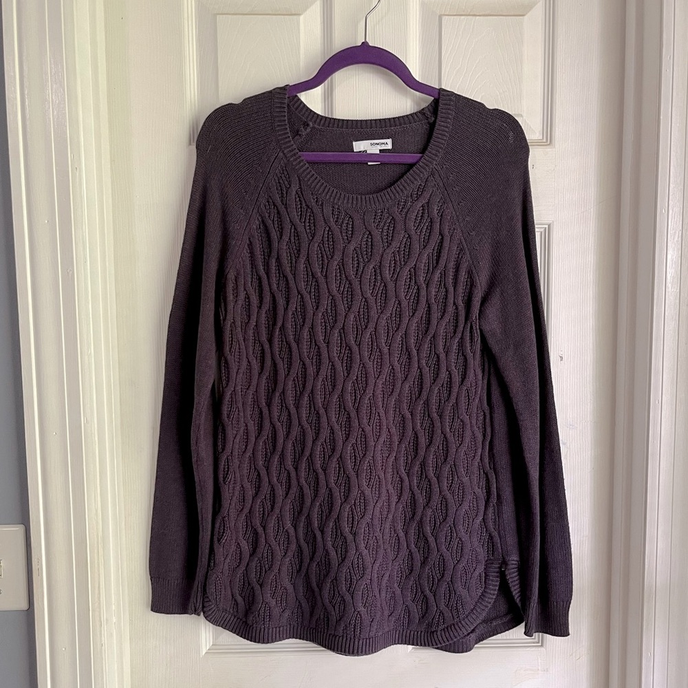 Sonoma Purple Pullover Long Sweater, Size Medium